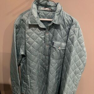 Criquet Medium Men’s Quilted Button-Up Shirt/Jacket in Mint/Light Blue